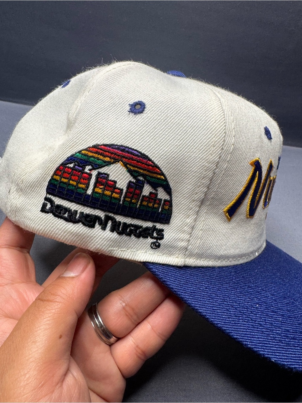 Vintage Denver Nuggets Sports Specialties Two Tone Script W/ Side Logo - Picture 2 of 9
